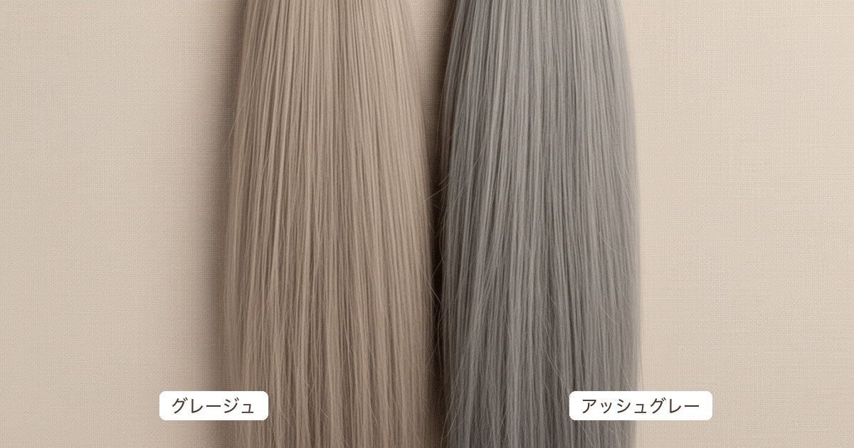 グレージュとアッシュグレーの髪色比較