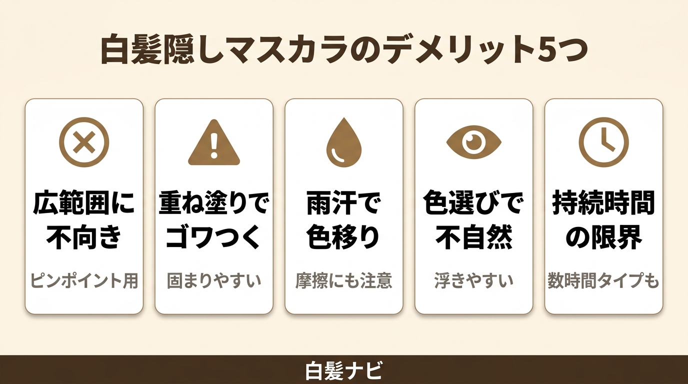 白髪隠しマスカラのデメリット5つ